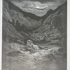 Dore, Fables, Lion, Peasant from Danube, Print, Bookplate, Art, ~ 240706-WH 290